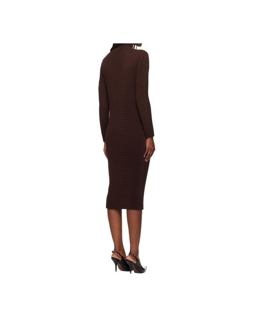 Issey Miyake Brown Textured Knit Dress