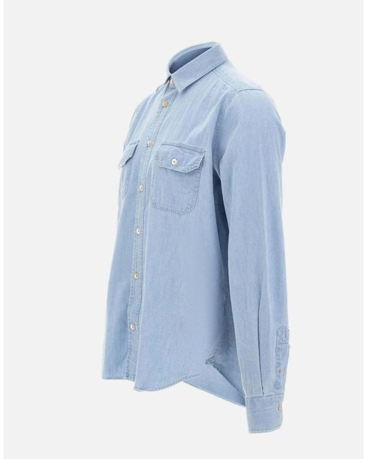 Eleventy Blue Slim Denim-Effect Shirt for men