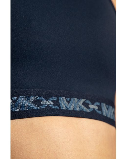 MICHAEL Michael Kors Blue Logo-Strap Sports Bra