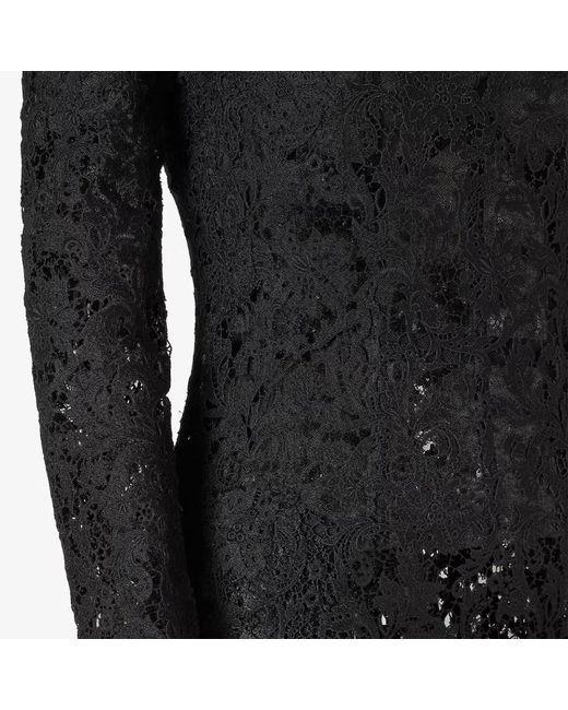 Fendi Black Off-The-Shoulder Bustier Lace Midi Dress