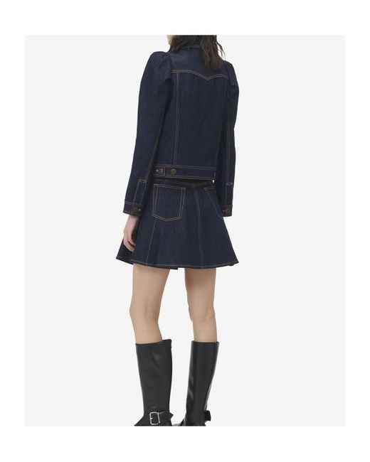 Alexander McQueen Blue Pinched Shoulder Denim Jacket
