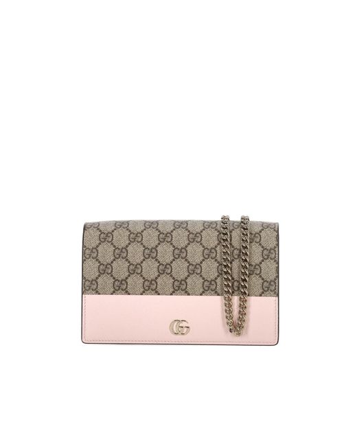 Gucci Gray Bi-Color Gg Marmont Wallet On Chain