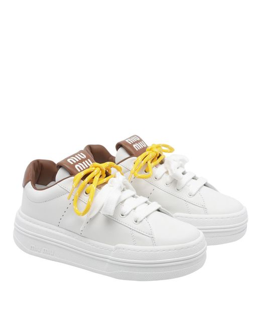 Miu Miu White Round-Toe Low-Top Casual Shoes