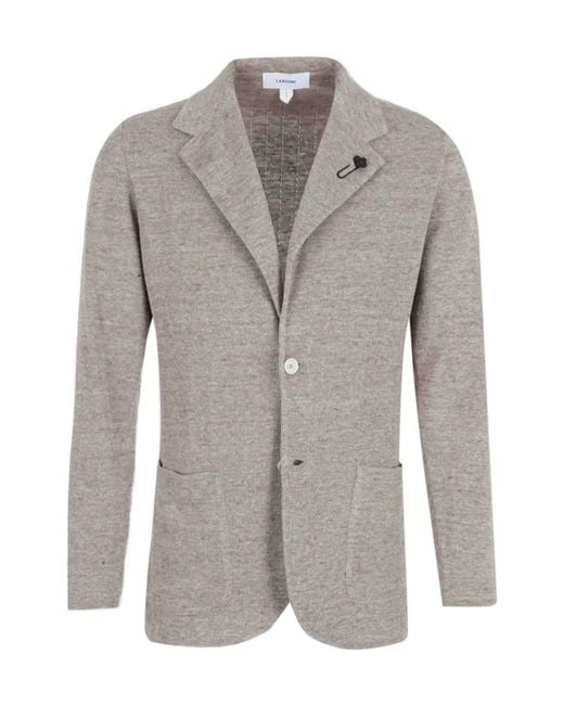 Lardini Gray Single Breasted Knit Jacket for men