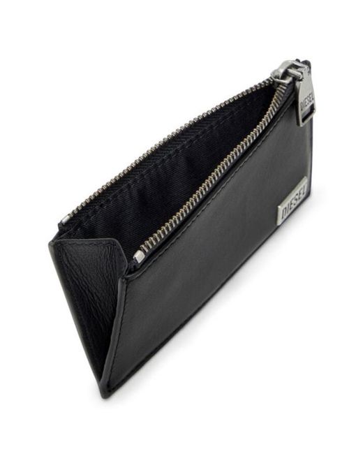 DIESEL Black Logo-Plaque Cardholder for men