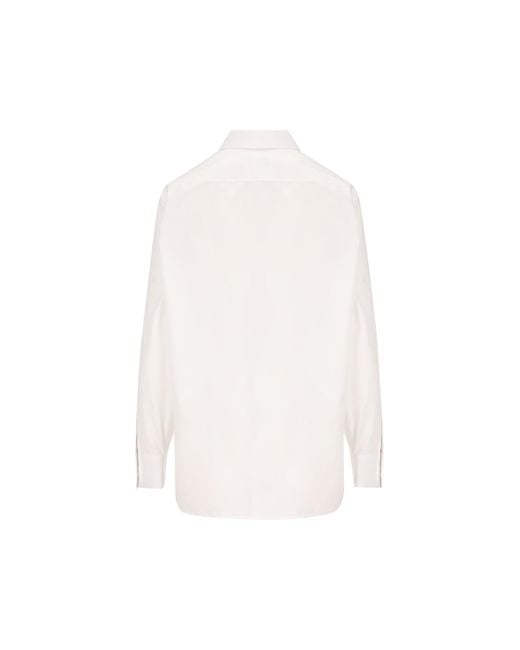 Saint Laurent White Collared Long-Sleeved Shirt
