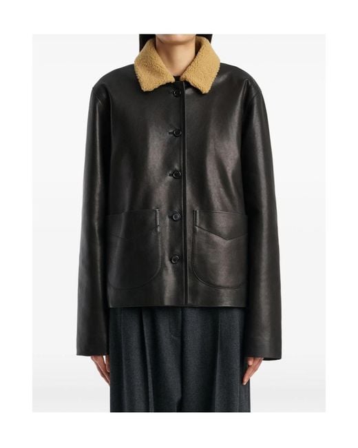 Khaite Black Long-Sleeve Leather Jacket