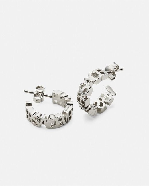 Versace White Logo Lettering Earrings