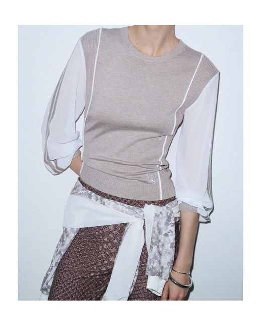 Liu Jo Gray Round-Neck Sweater