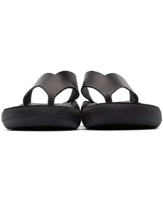 Ancient Greek Sandals Black Logo Slippers