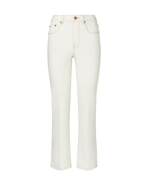 Tory Burch White Cropped Flared Jeans