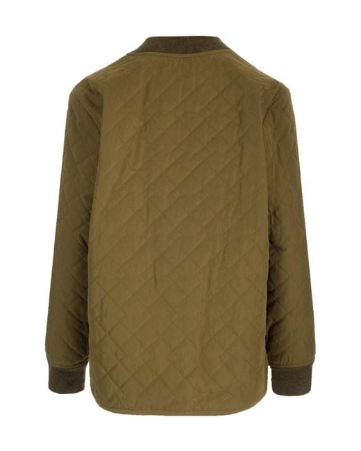 A.P.C. Green Elea Quilted Bomber Jacket