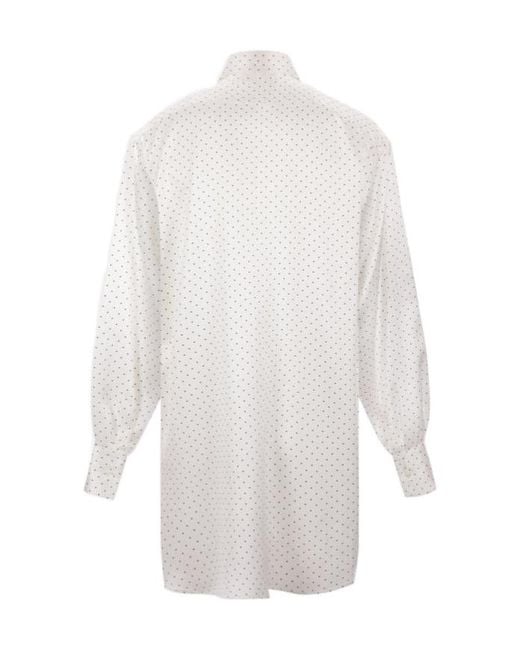 Ermanno Scervino White Polka Dot Printed Long-Sleeved Shirt
