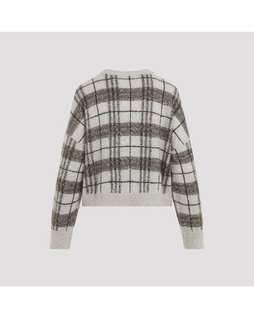 Brunello Cucinelli Multicolor Checked Knitted Sweater