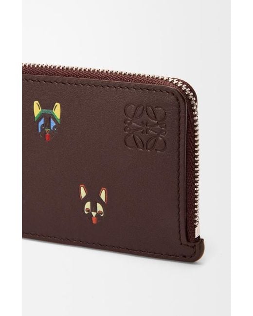 Loewe Brown Cat-Patterned Card Holder And Coin Purse for men