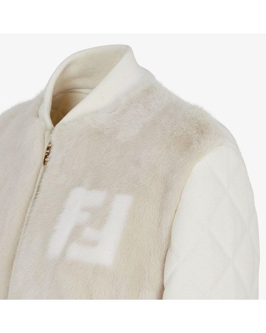 Fendi White Diamond Quilted Bomber Jacket