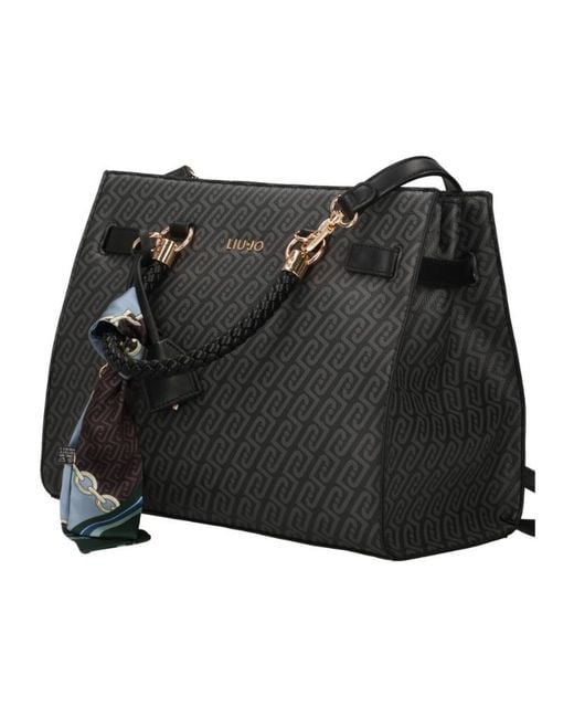 Liu Jo Black Medium Satchel Bag With Scarf