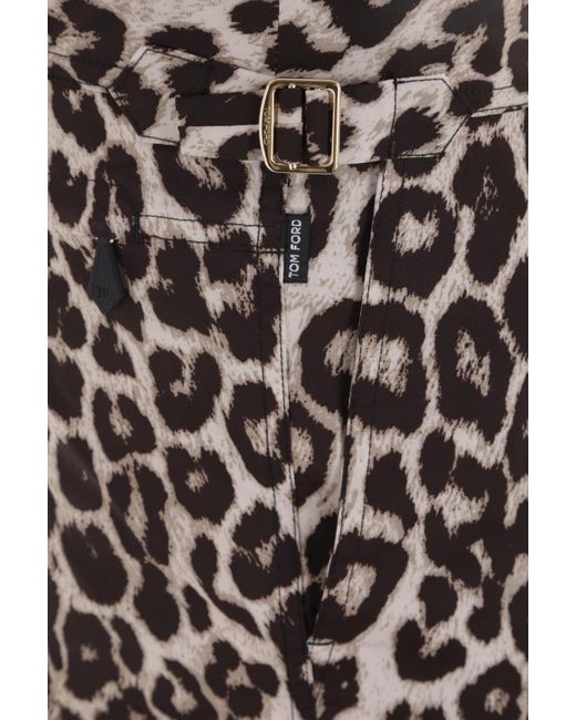 Tom Ford Gray Leopard-Print Swim Shorts for men