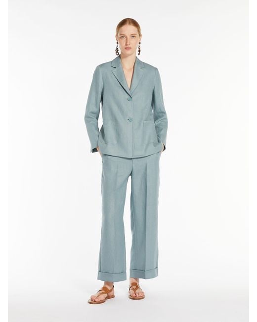 Max Mara Blue 'S Single-Breasted Long-Sleeved Jacket