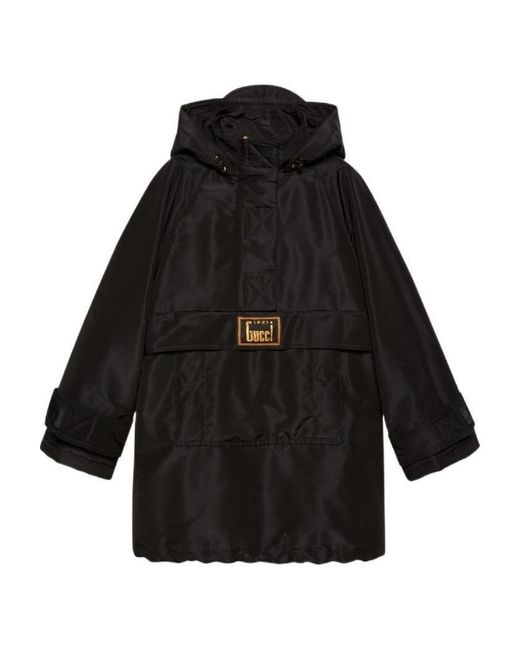 Gucci Black Glitter-Logo Hooded Jacket
