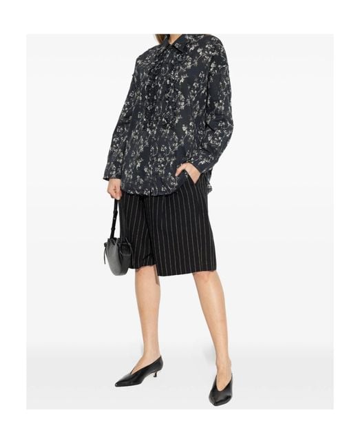 R13 Black Pinstripe Bermuda Shorts