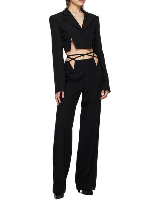 Dion Lee Black V-Wire Straight-Leg Cut-Out Trousers
