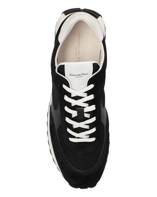 Gianvito Rossi Black Gravel Low-Top Panelled Sneakers