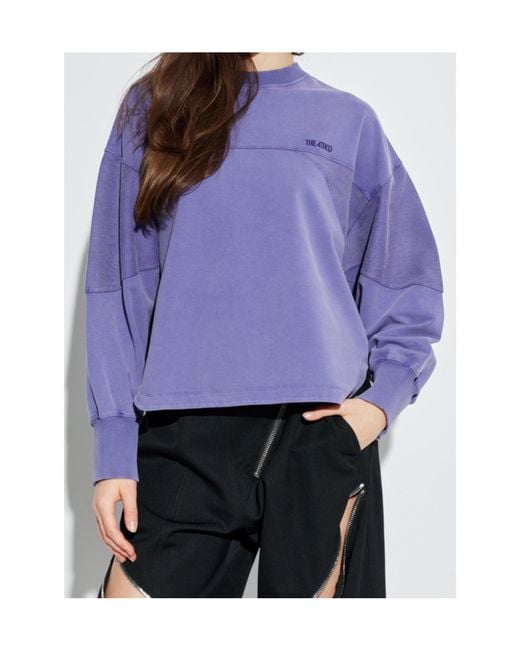The Attico Purple The Logo Embroidered Crewneck Sweatshirt