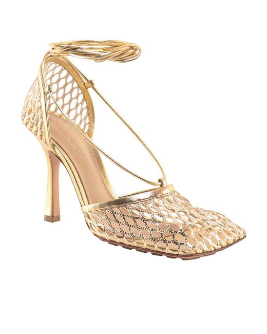 Bottega Veneta Metallic Stretch Lace-Up Sandal