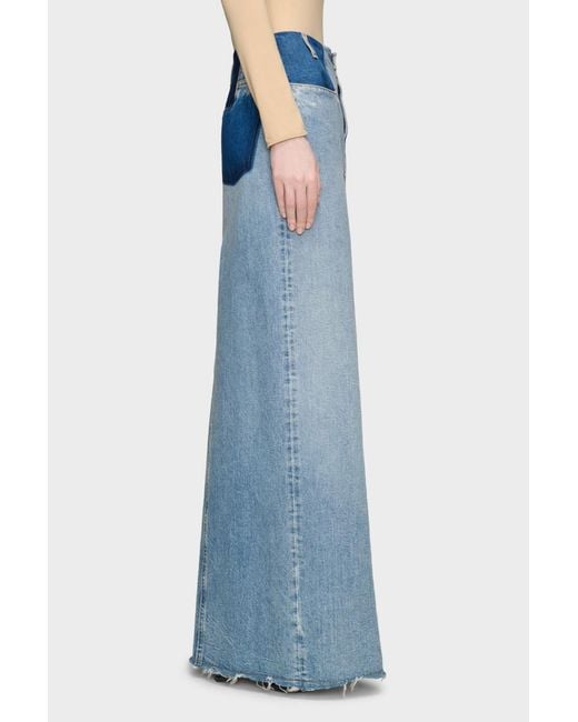 Maison Margiela Blue Two-Tone Denim Maxi Skirt