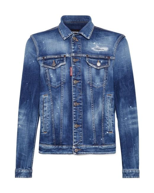DSquared² Blue Distressed Denim Jacket for men
