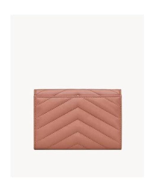 Saint Laurent Pink Cassandre Matelassé Small Envelope Wallet