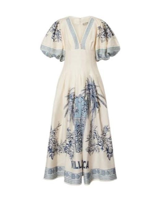 ALÉMAIS White Villa Romantica Linen-Blend Midi Dress