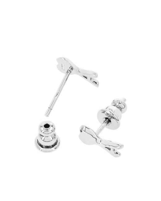 AMI White Ami Ami De Coeur Hammered Earrings for men