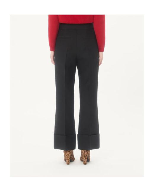 Valentino Black Logo Plaque Wide-Leg Pants