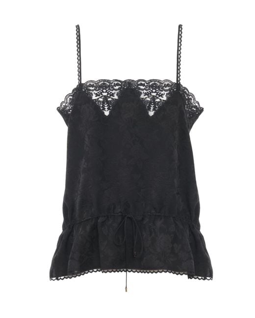 Chloé Black Chloé Lace Spaghetti Strap Top