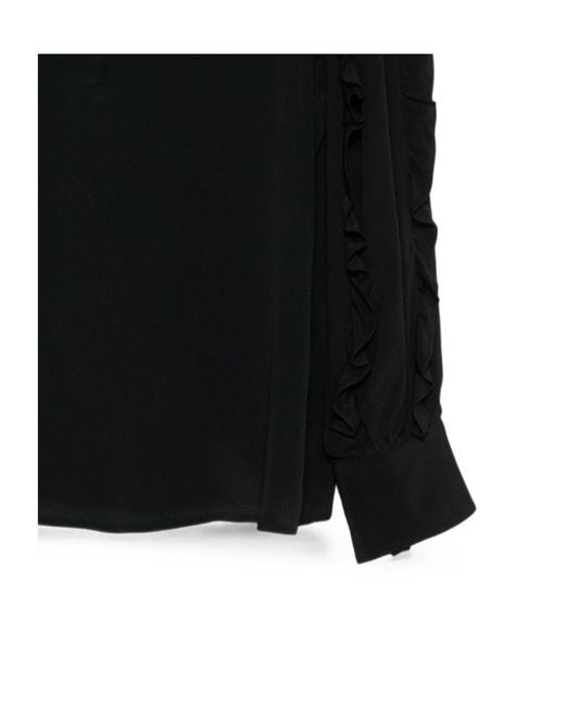 Seventy Black Ruffle-Trim Pussy-Bow Blouse