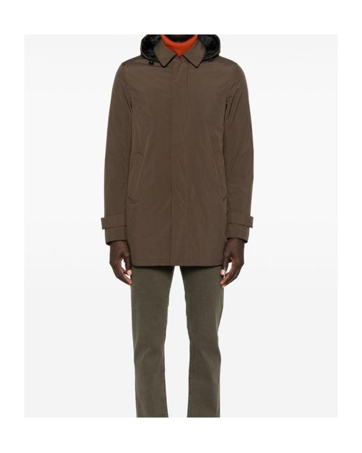 Herno Brown Hooded Down Jacket for men