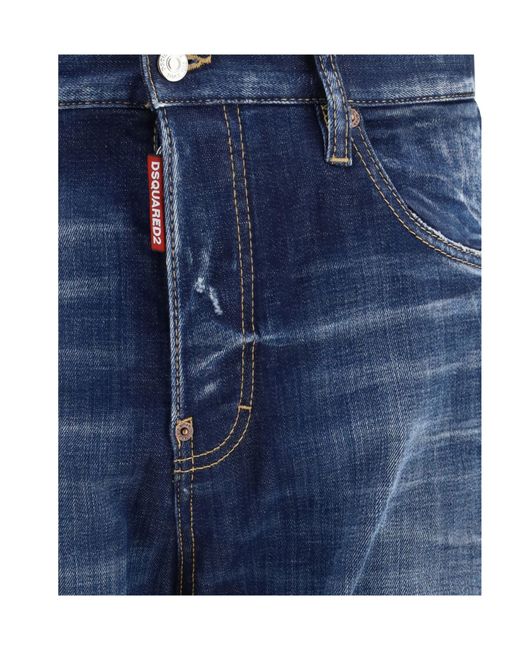 DSquared² Blue 642 Distressed Straight-Leg Jeans for men