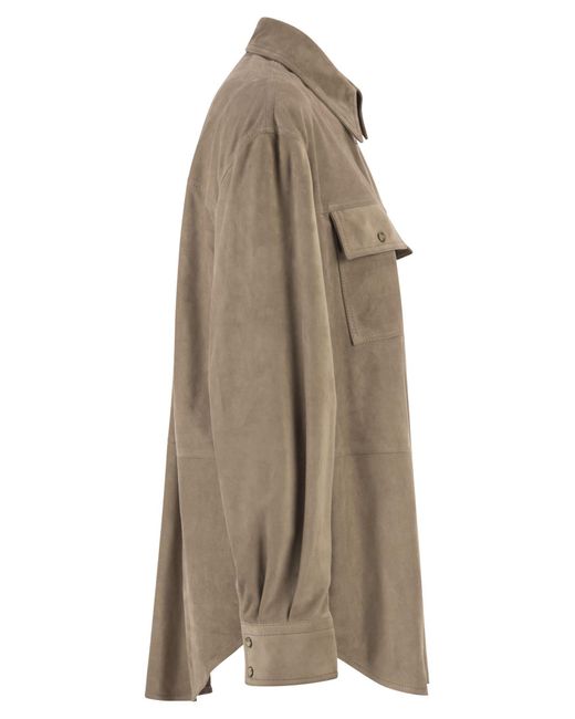 Brunello Cucinelli Brown Patch Pocket Suede Overshirt