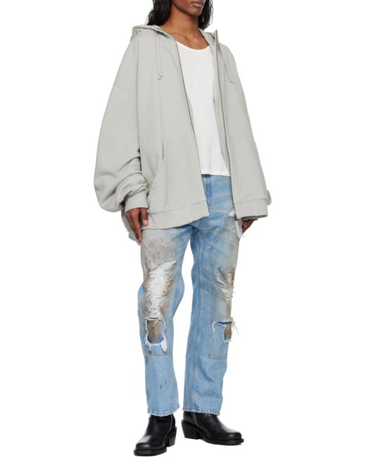 Maison Margiela Gray Numeric Logo Hoodie for men