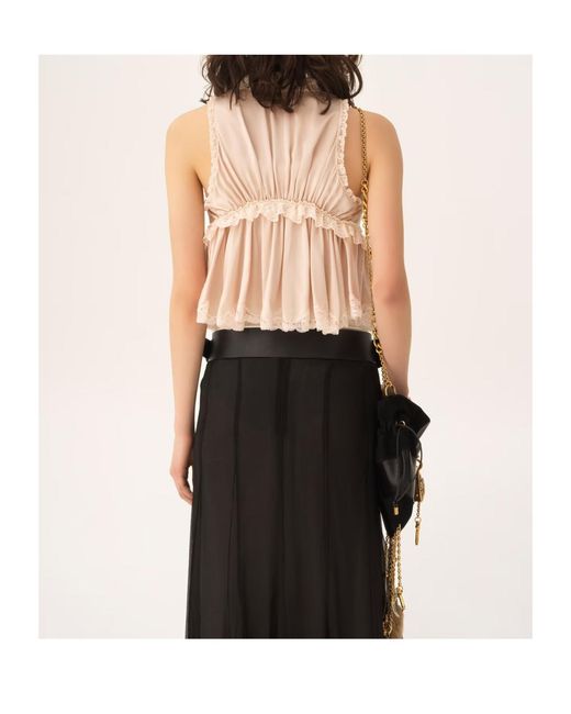 Chloé Pink Chloé Lace Detailed Ruffled Sleeveless Top