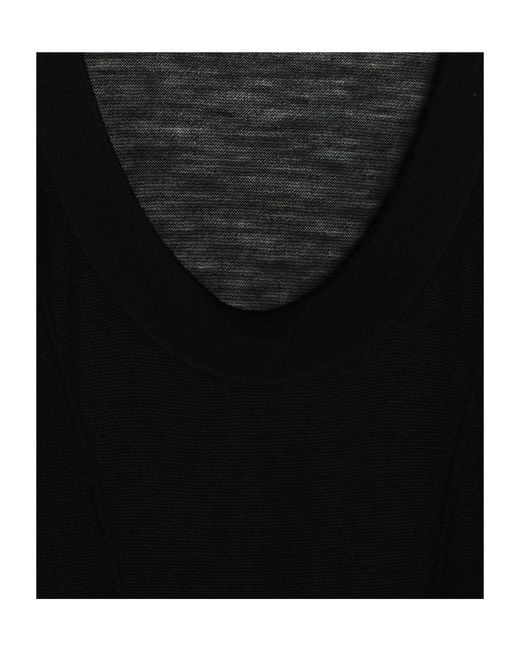 Saint Laurent Black Simple Wool Dress
