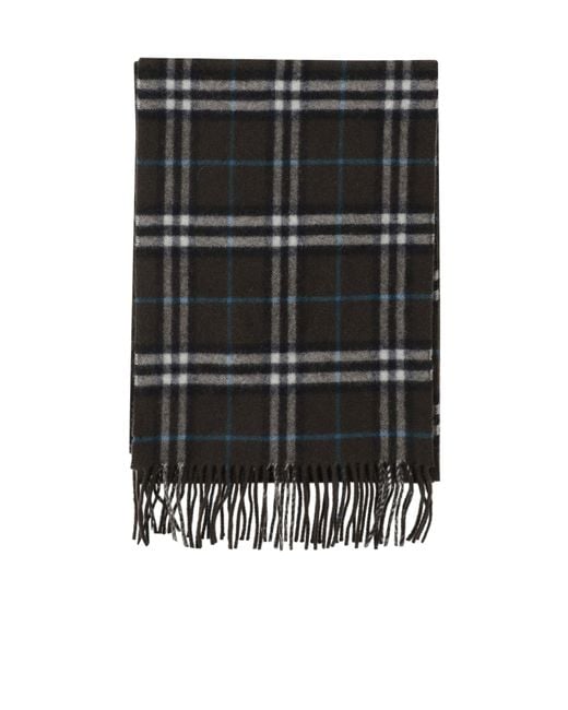 Burberry Black Checked Fringed Scarf for men