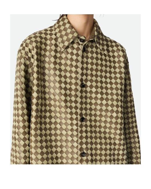Bottega Veneta Natural Intrecciato Leather And Suede Shirt