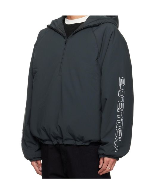 Fear Of God Gray Hooded Half-Zip Jacket for men