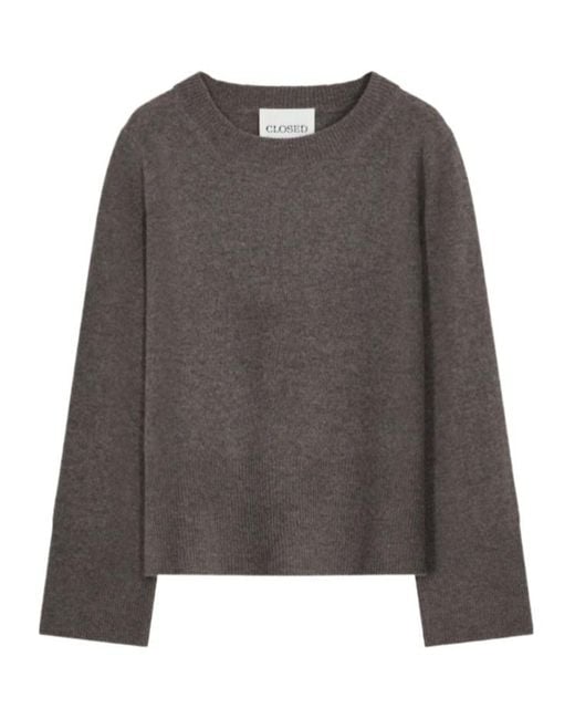 Closed Gray Crew-Neck Long-Sleeve Sweater