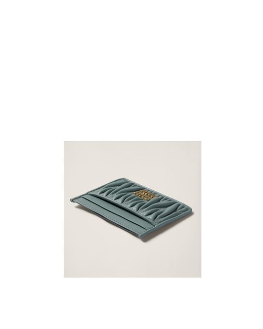 Miu Miu Blue Portacarte In Nappa Matelassé