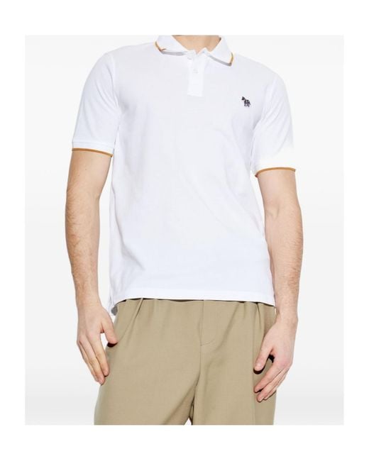 Paul Smith White Ps Logo Patch Polo Shirt for men