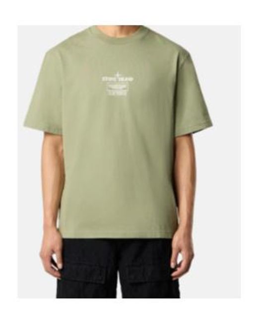 Stone Island Green Logo Printed Crewneck T-Shirt for men